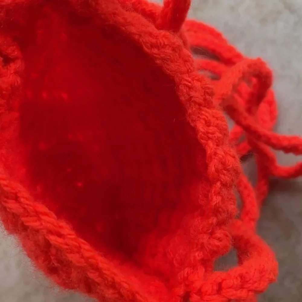 Crochet Bag Crossbody Shoulder Stretch Phone Purse Case Orange Small Handmade